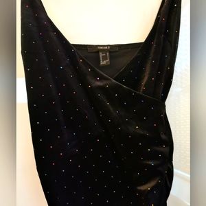 Black velvet with rainbow dot ruched mini dress Forever 21 women's S